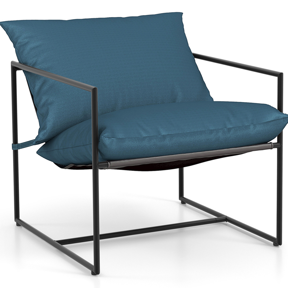 Costway Navy Sling Metal Accent Chair Set of 2 Image 3