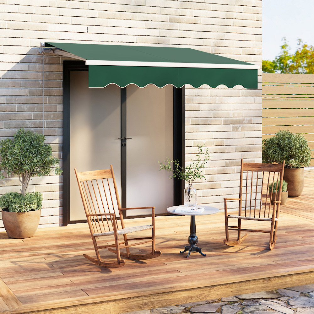 Living and Home Green Retractable Awning Manual Sunshade 2.5 x 2m Image 6