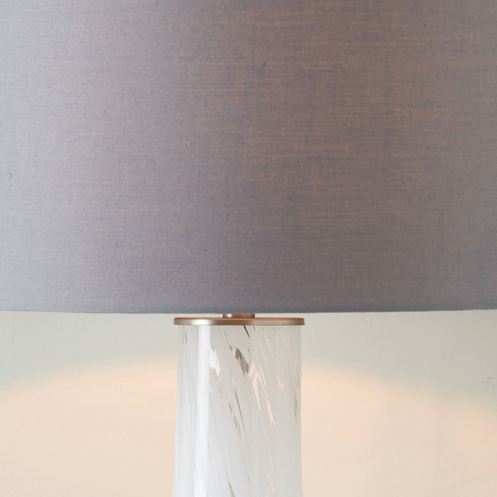 Pacific Lifestyle Aurora Grey Cotton Shade Speckled White Glass Table Lamp Image 4
