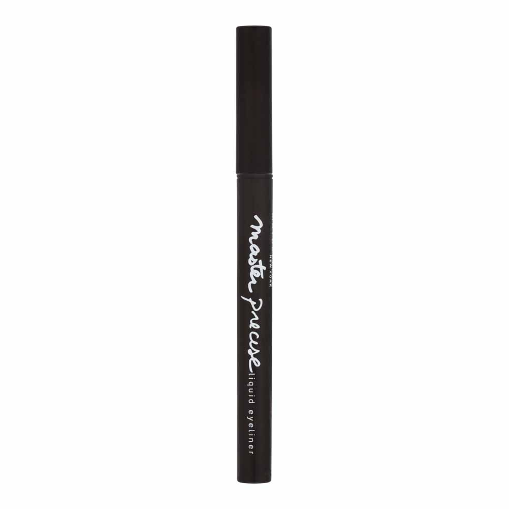 Maybelline Master Precise Liquid Eyeliner Black  - wilko Liquid eyeliner.  Exclusive felt tip. Never dries. Never skips. Ultra-thin 0.4mm brush supplies smooth, even lines.  No mess or excess. Why you'll love it.   Experience the new  generation of liquid liner: Ink technology keeps pigments super-saturated Spring cap keeps the formula fresh Most precise line for  lasting intensity Safe for sensitive eyes  and ophthalmologist-tested Contact lens safe. For external use only. Keep out of reach of children. Always read  instructions. Maybelline Master Precise Liquid Eyeliner Black - Product Details: Health & Beauty, Make Up, Eyes, Eye Liner, Maybelline Master Precise Liquid Eyeliner Black