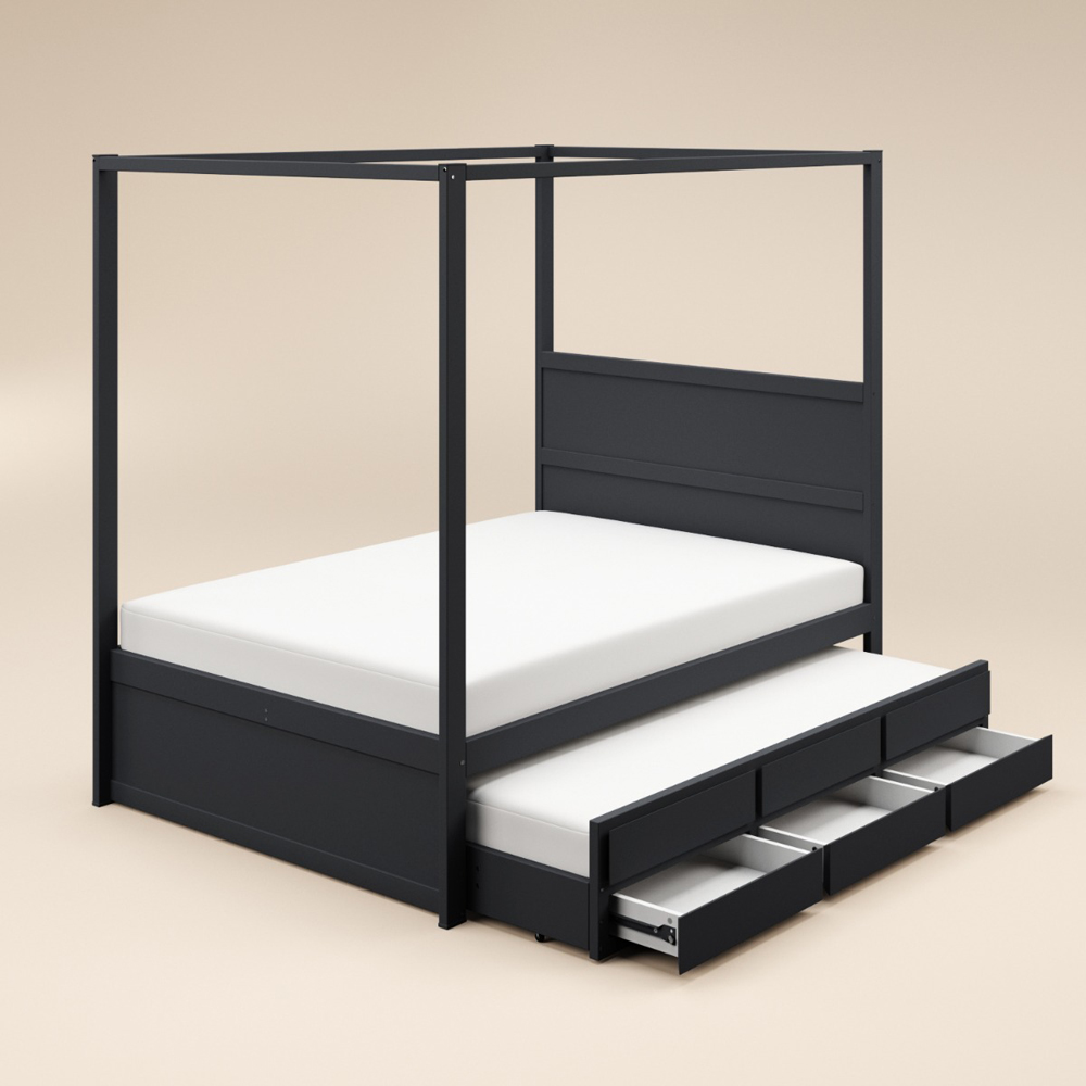 Flair Maddy 3 Drawer 4 Poster Double Bed Frame with Trundle Image 3