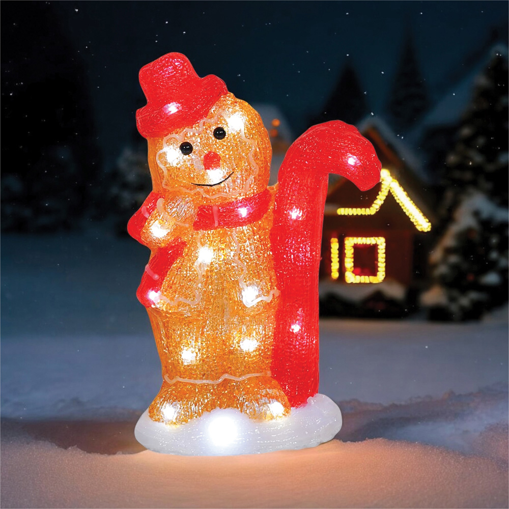 Xmas Haus 30 Warm White LED Acrylic Gingerbread Man 30cm Image 2
