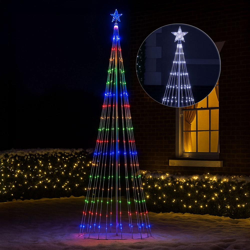 Neo Multicolour Waterfall LED Outdoor Christmas Tree with Remote 10ft Image 5