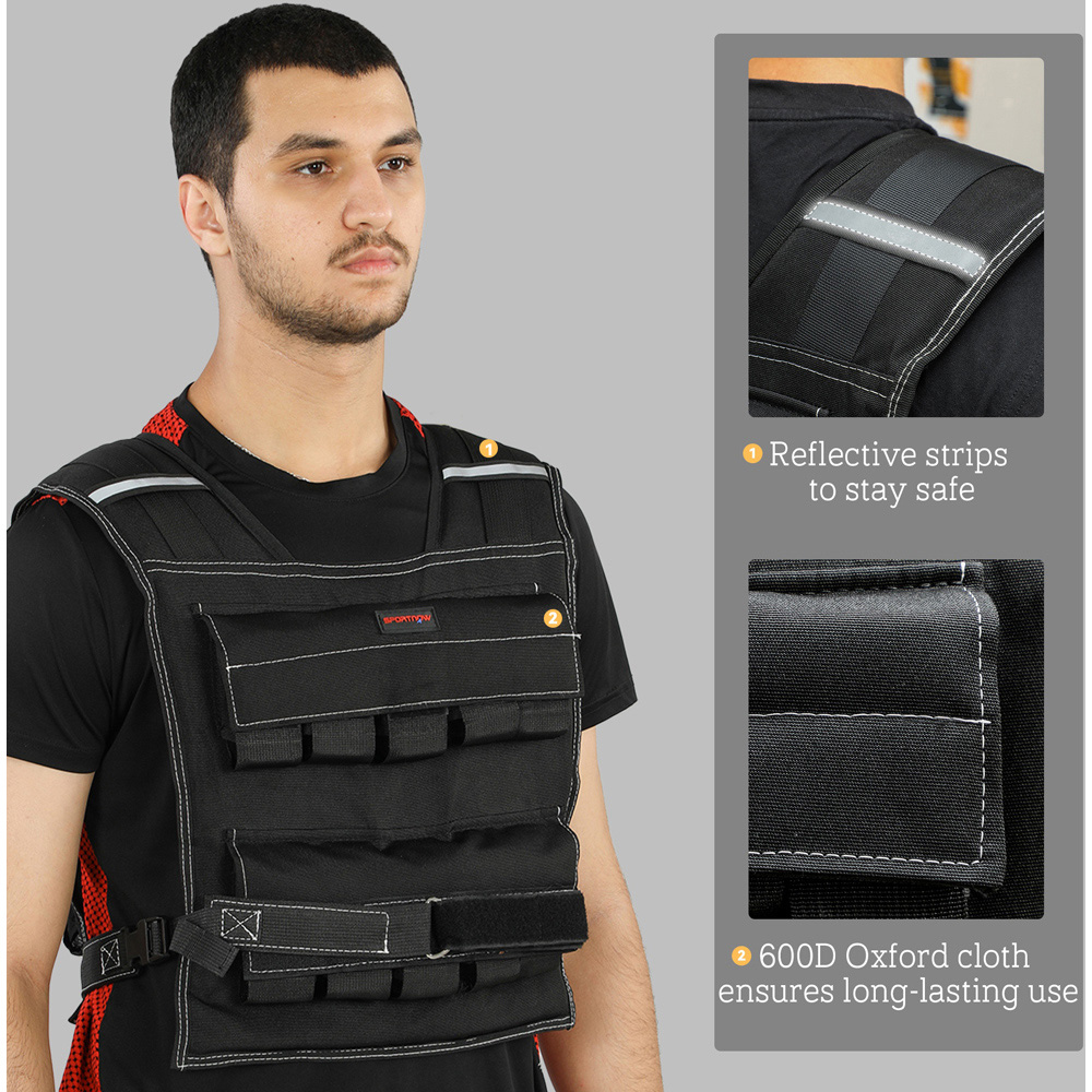 HOMCOM 20kg Adjustable Running Weighted Vest with 20 Metal Weights Image 7