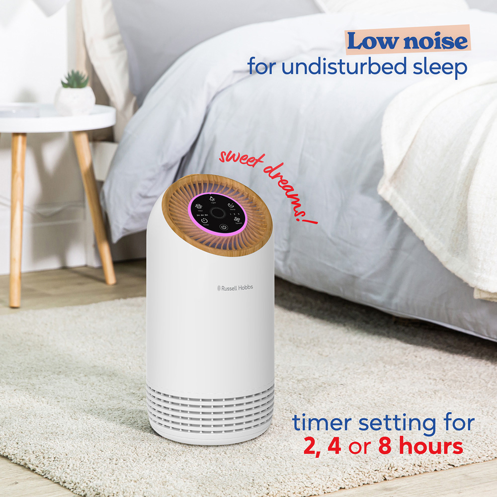 Russell Hobbs Wood and White Clean Air Compact 2 Air Purifier Image 5