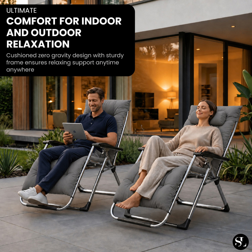 Smart Living Grey Zero Gravity Chair with Cushion and Pillow Image 8