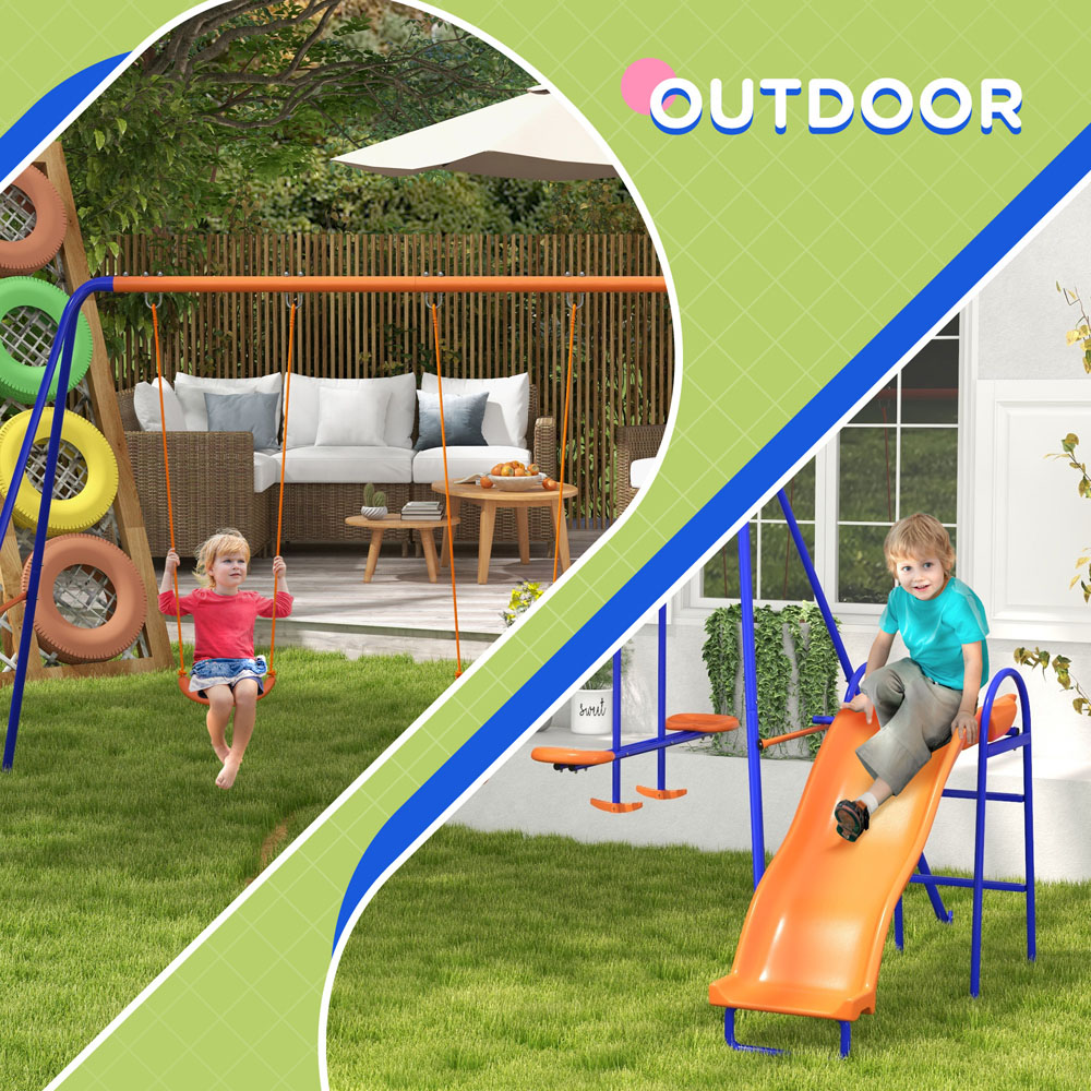 Outsunny 4 in 1 Metal Kids Double Swing Set Image 7