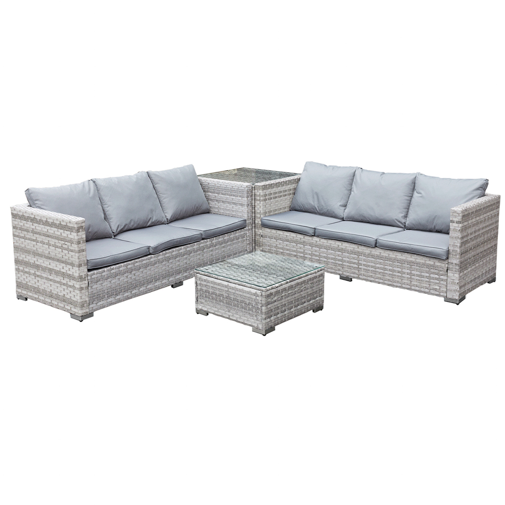 Oseasons Malta 6 Seater Dove Grey Rattan Corner Sofa Set Image 2