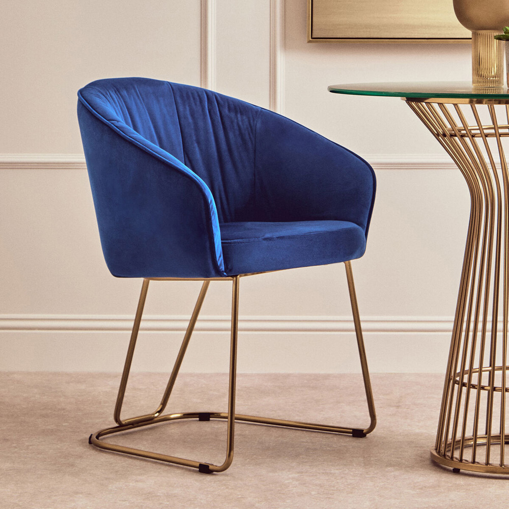 Premier Housewares Veneto Midnight Velvet Curved Dining Chair Image 5