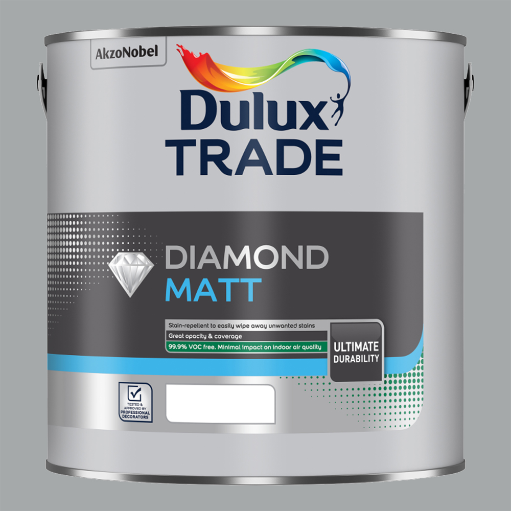 Dulux Trade Warm Pewter Walls and Ceilings Diamond Matt Paint 5L Image 2