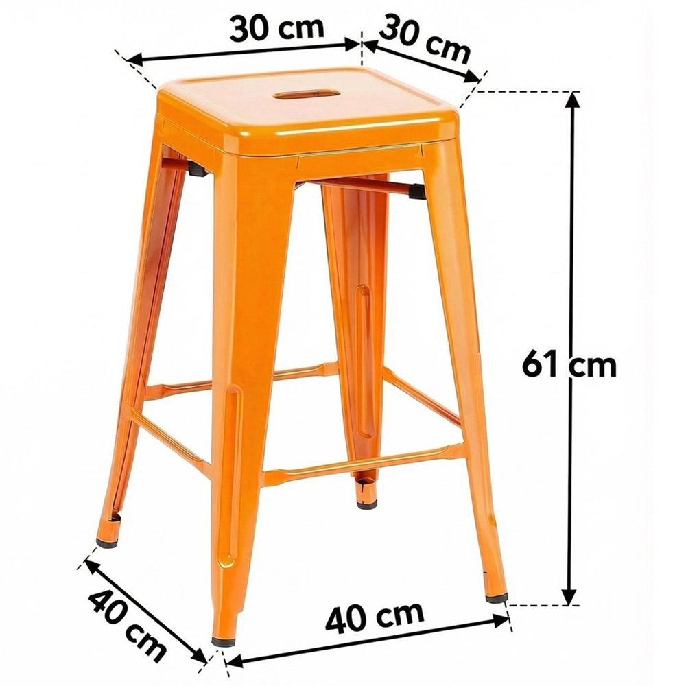 FWStyle Orange Gloss Metal Bar Stool 4 Pack Image 6