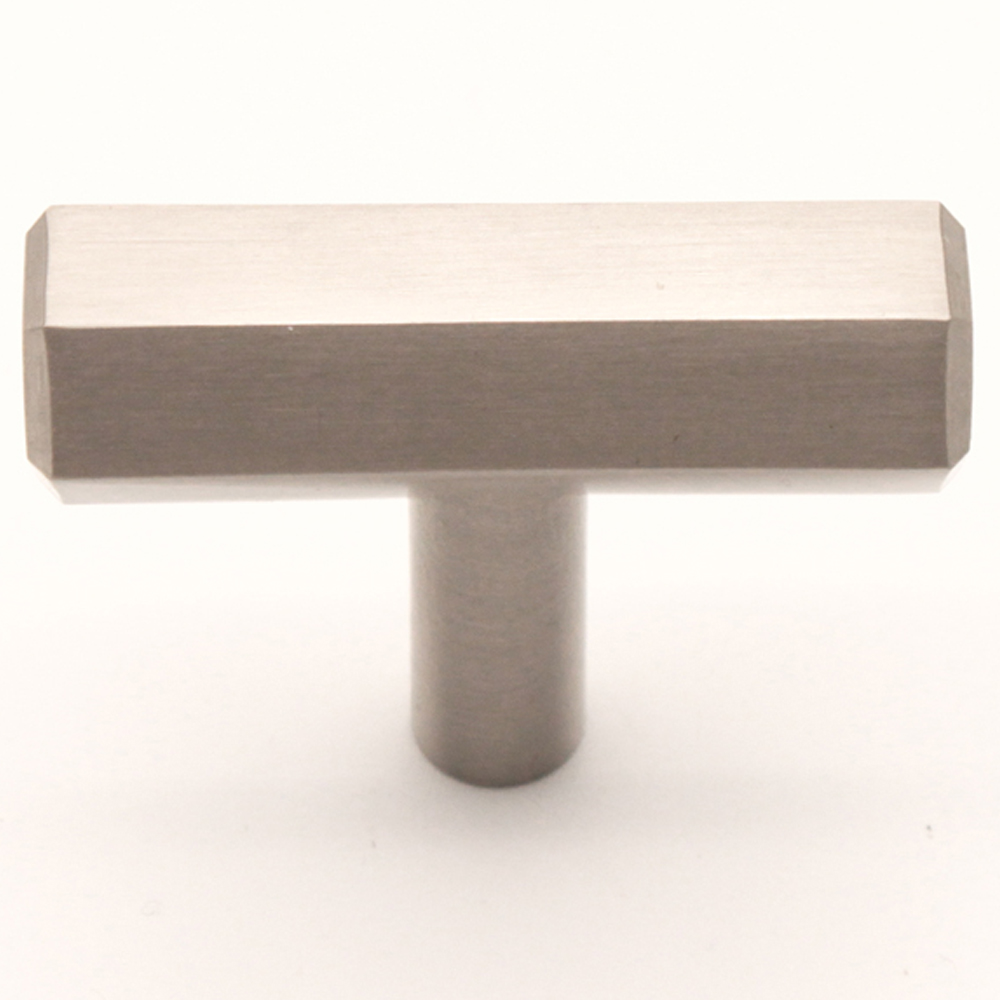 Spira Brass Satin Silver T-Bar Pull Cupboard Handle Image 3