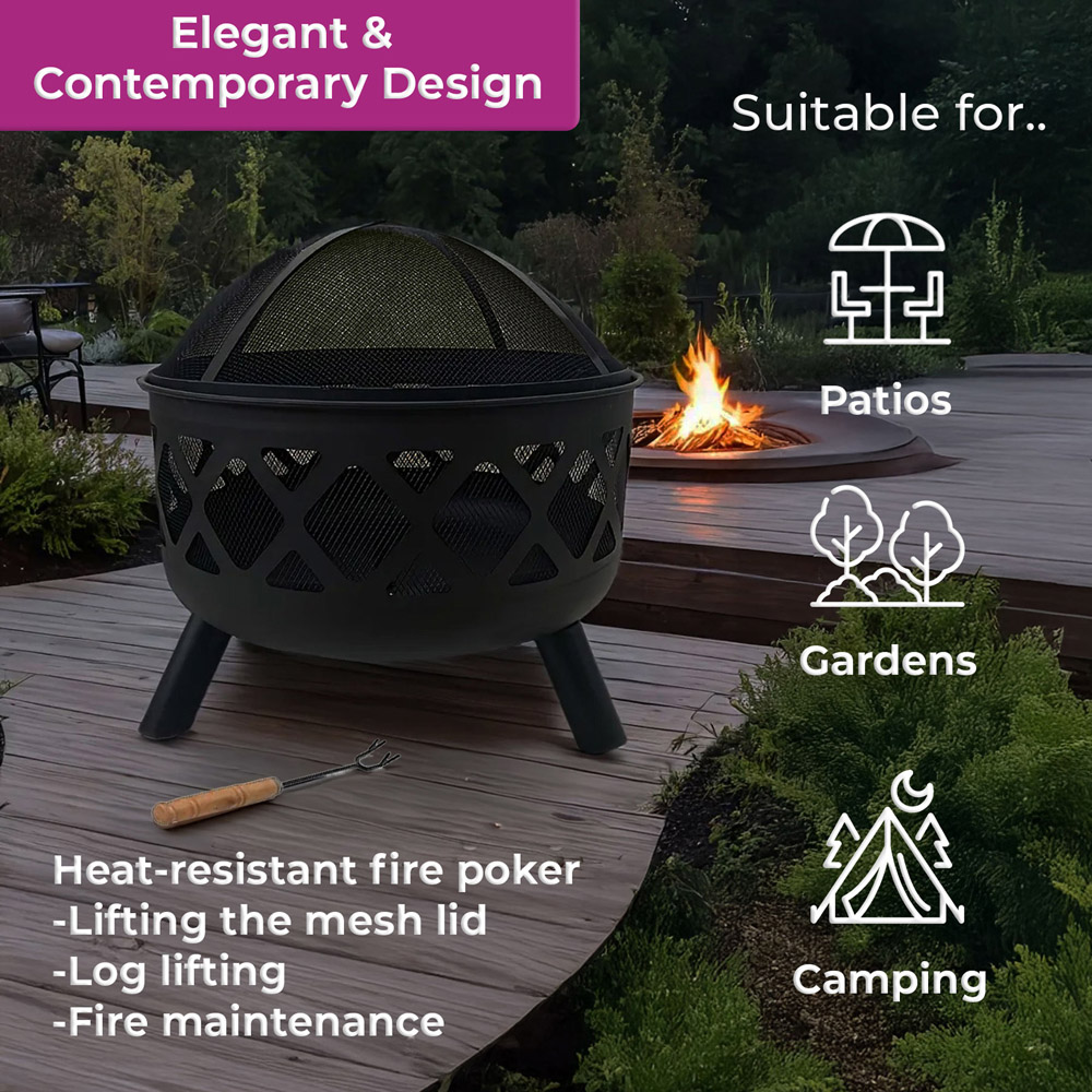 Neo Black Outdoor Heater Fire Pit Bowl Image 7