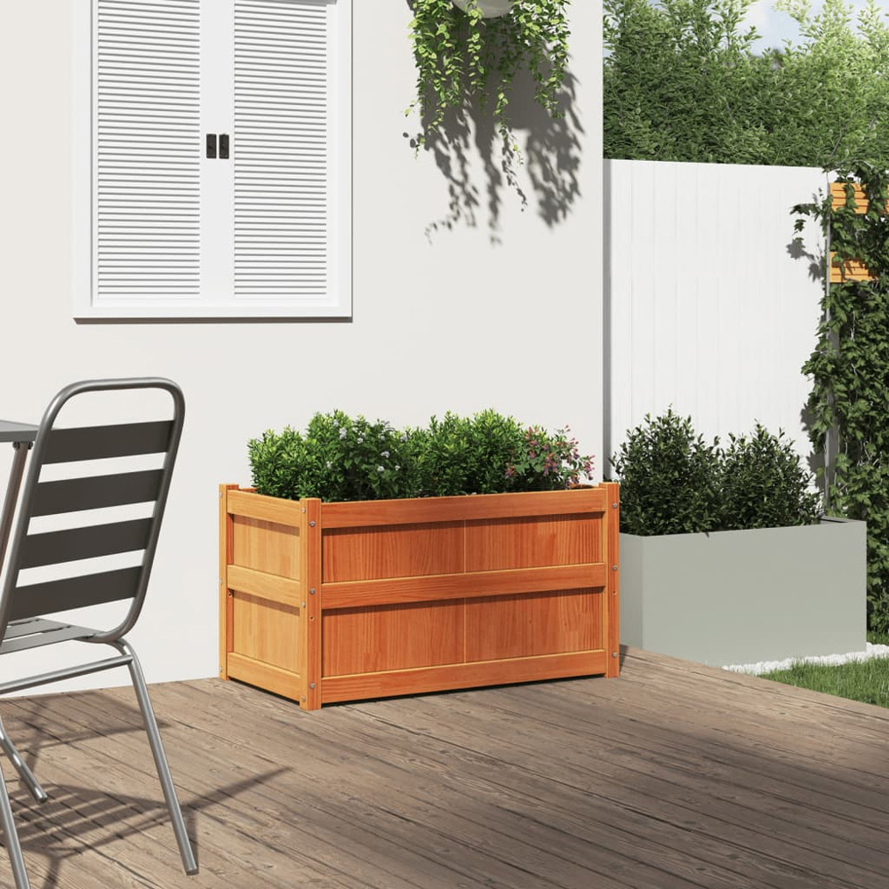 vidaXL Brown Solid Pine Large Rectangular Garden Planter Box 90 x 50 x 50cm Image 2