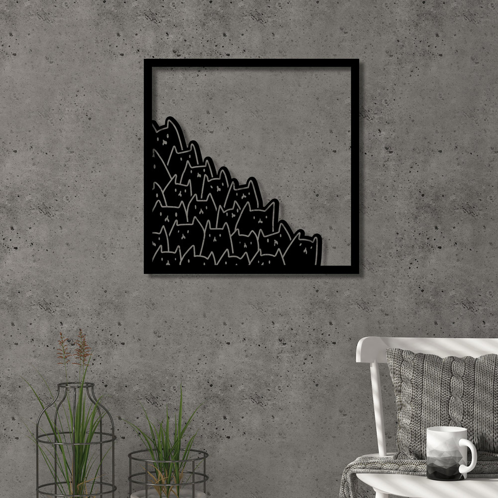 Decortie Black Minimalist Metal Modern Meow Wall Art Image 2