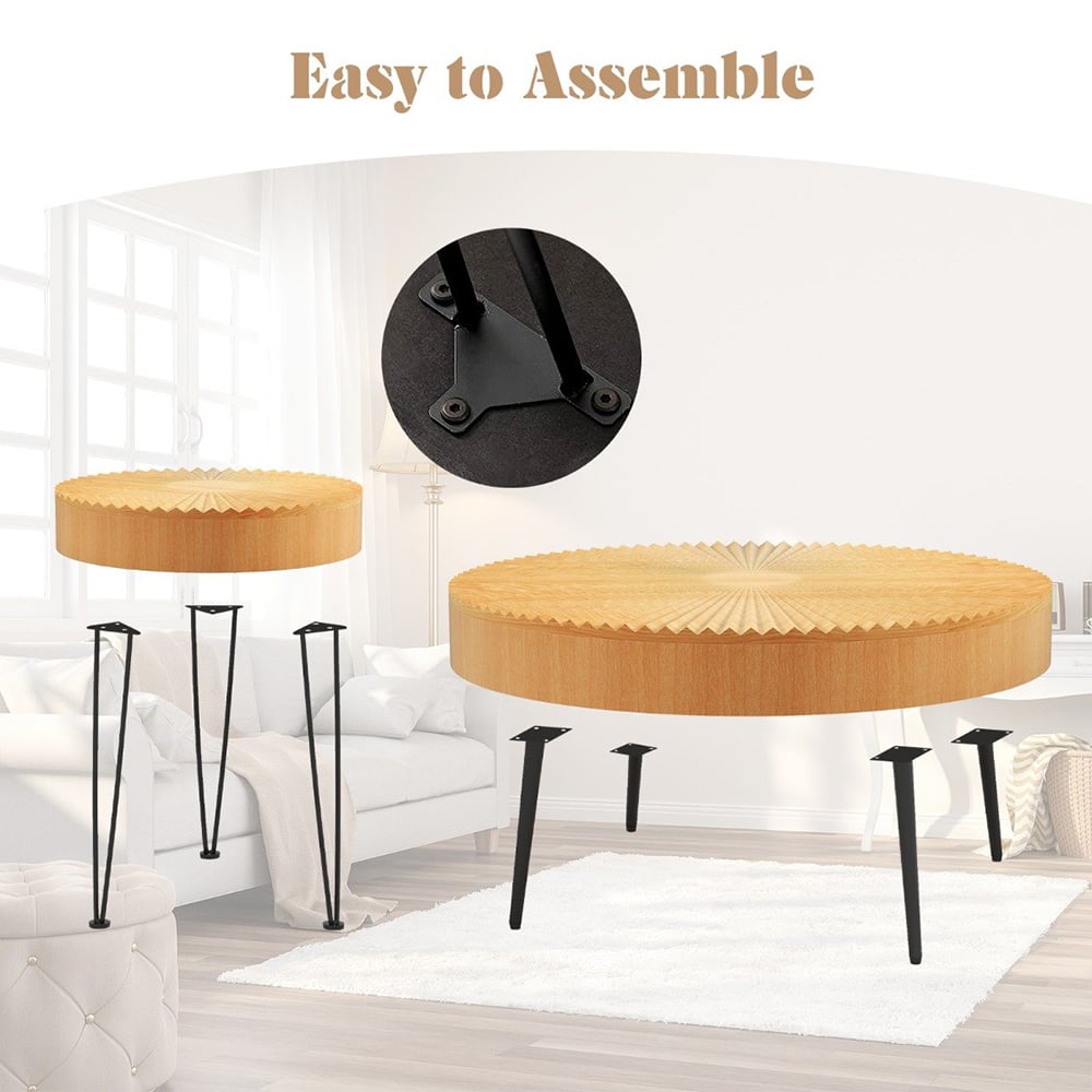 Costway Boho Farmhouse Coffee Table Set of 2 Image 8