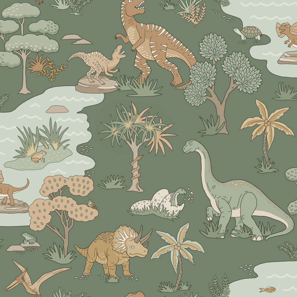 Holden Decor Dino Zoo Green Wallpaper Image 1