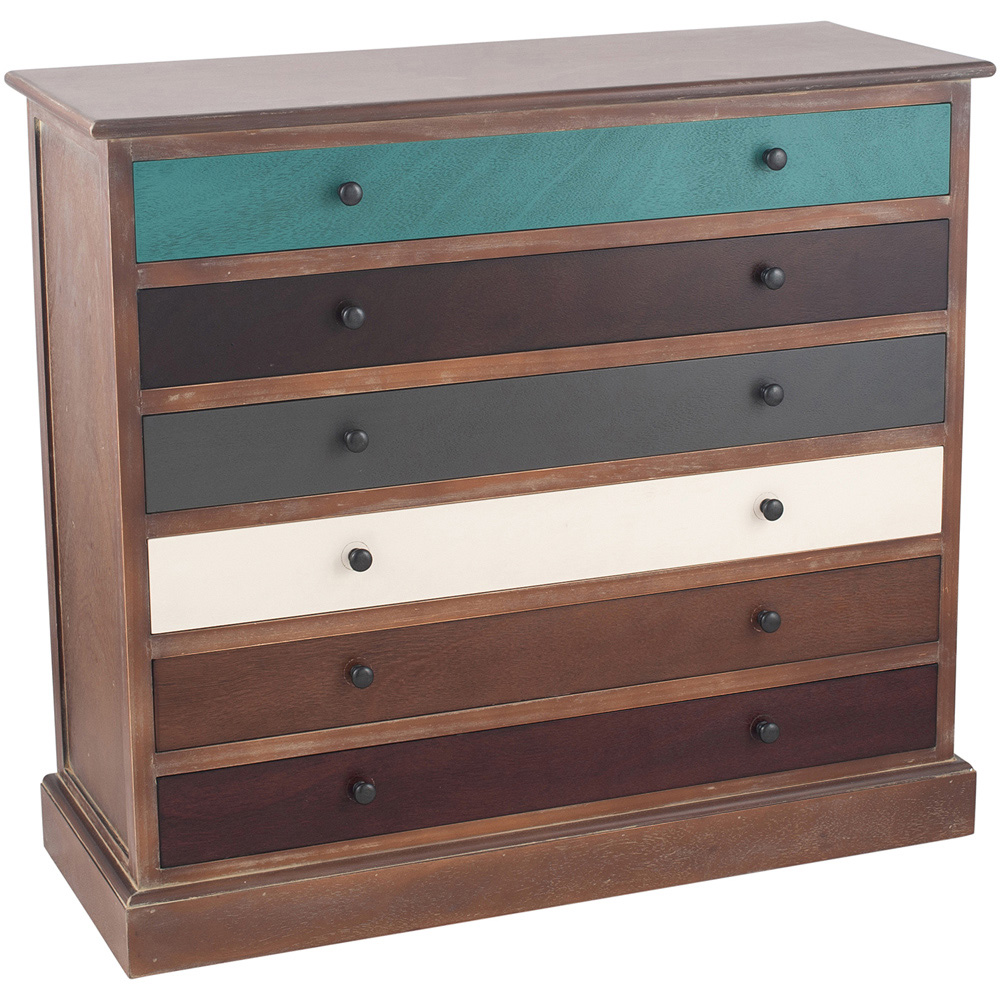 Pacific Lifestyle Loft 6 Drawer Multicolour Pine Wood Chest of Drawers Image 2