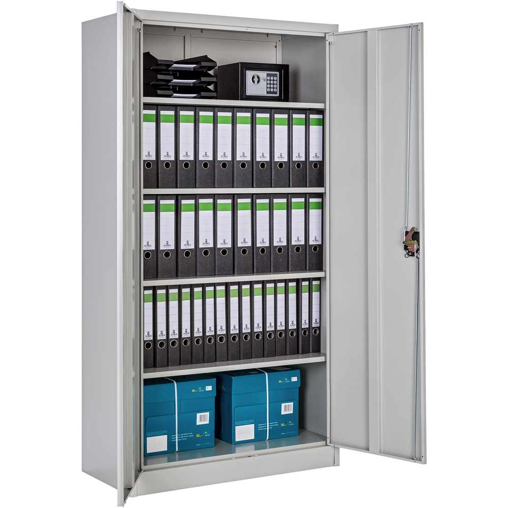 Tectake 5 Shelf Grey Lockable Filing Cabinet Set of 4 Image 6