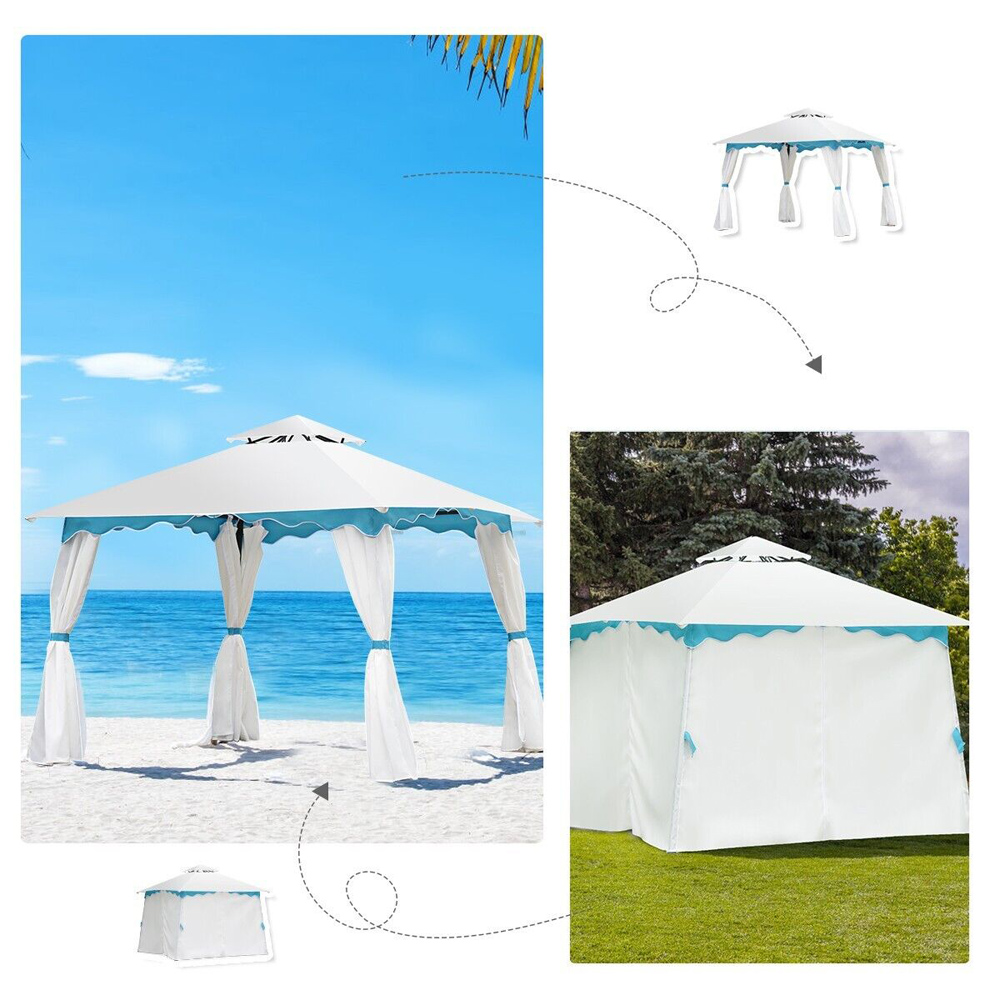 Costway 3 x 3m Garden Metal Gazebo with Side Walls Image 7