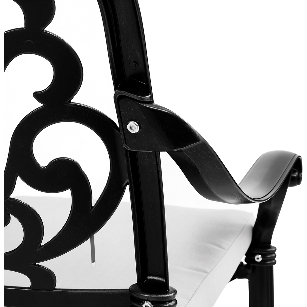 Living and Home Set of 2 Black Cast Aluminium Chairs with Cushions Image 5