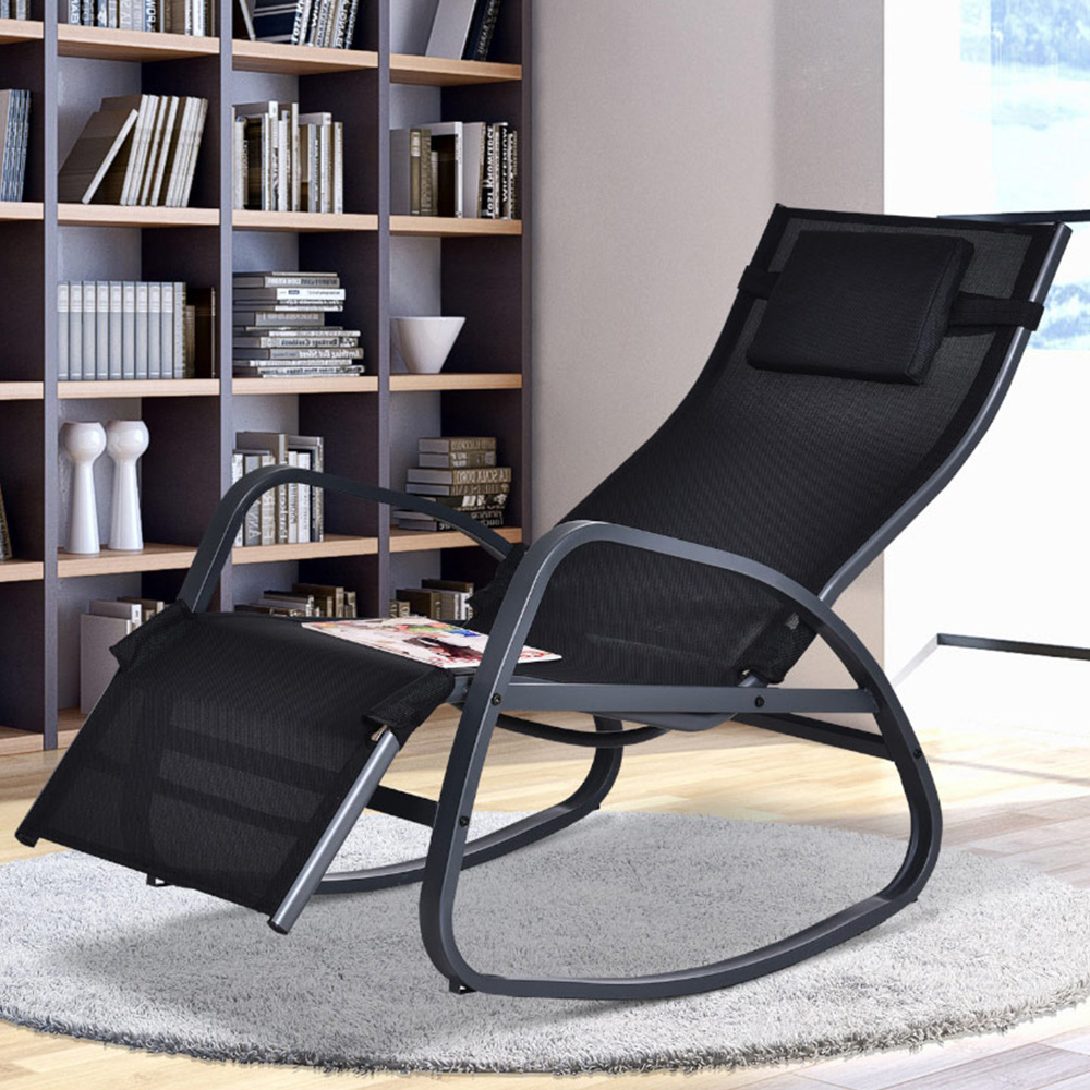 Outsunny Texteline Rocking Chair Black Image 1