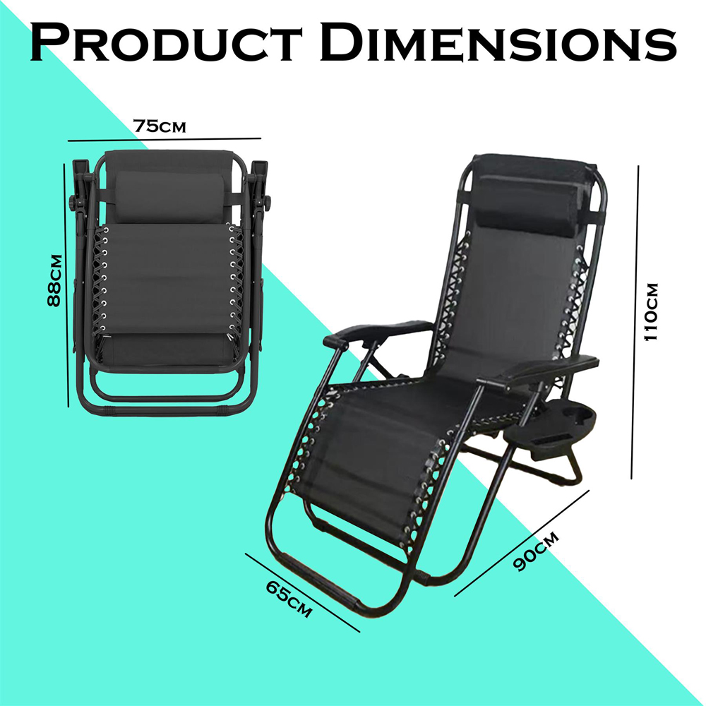Shatchi Heavy Duty Textoline Outdoor Foldable Reclining Gravity Chair Image 9