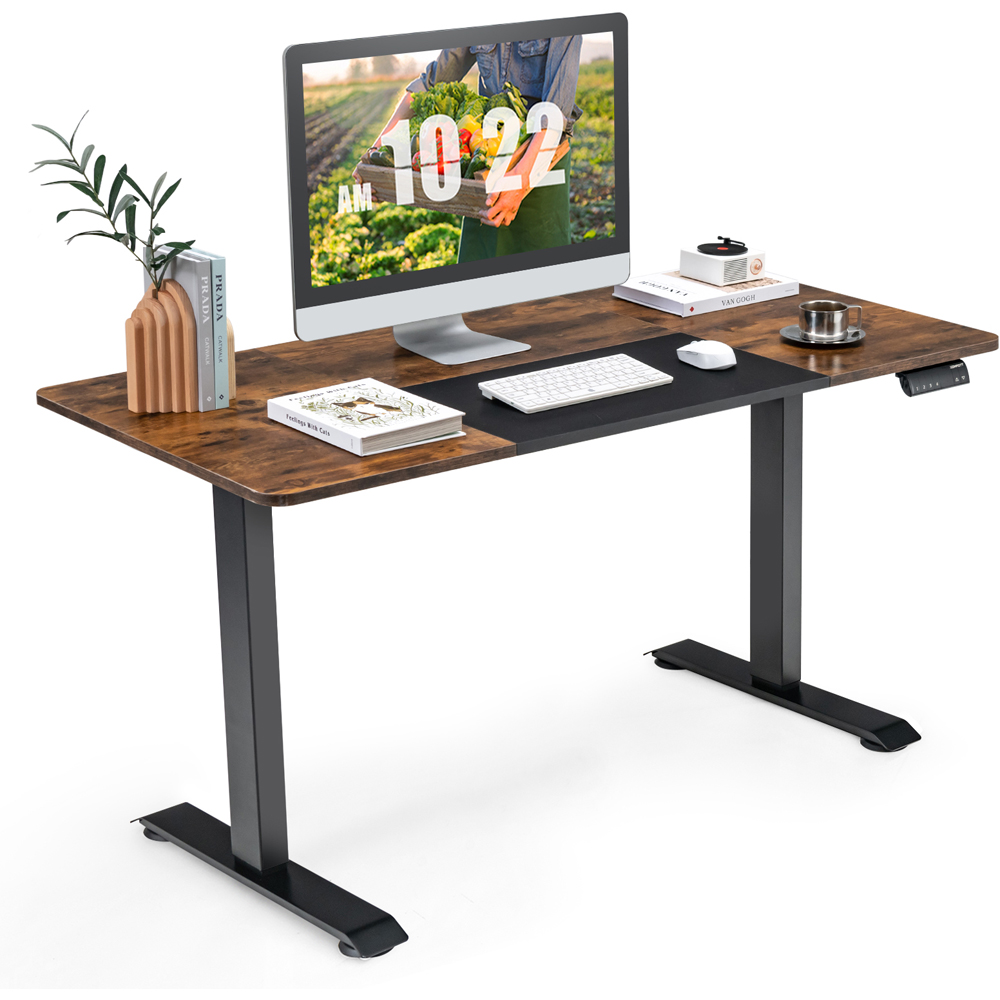 Costway Electric Height Adjustable Standing Desk Rustic Brown Image 4
