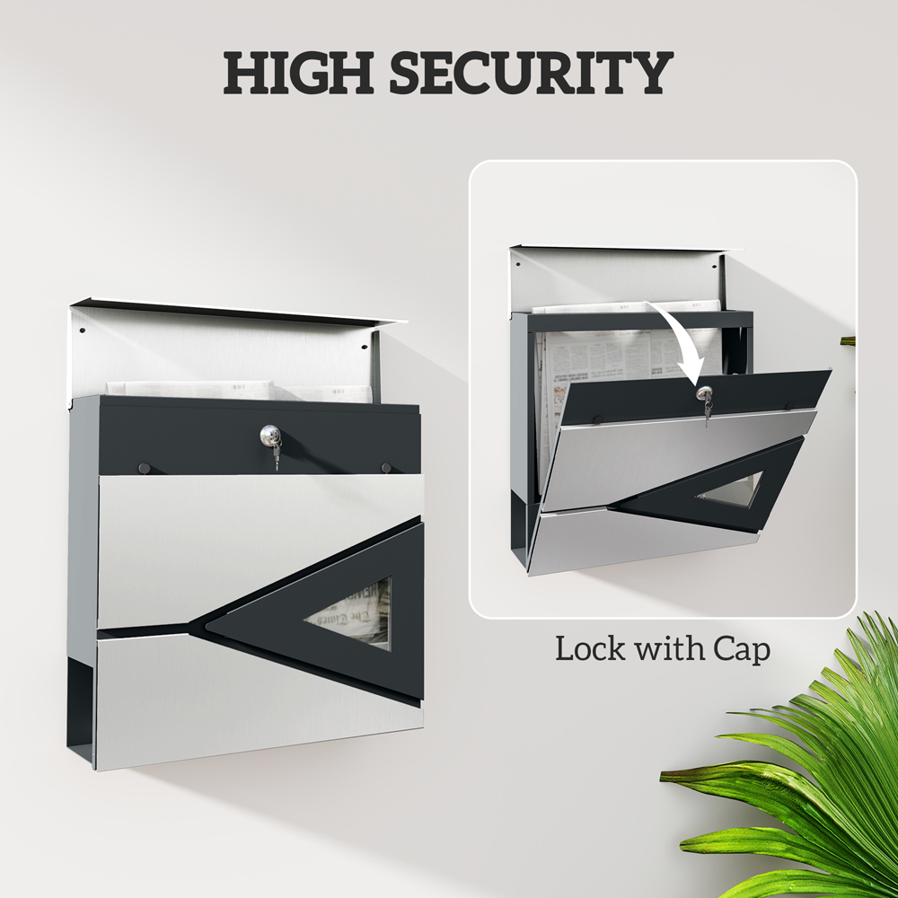 HOMCOM Weatherproof Wall Mounted Mailbox with Lock Image 5