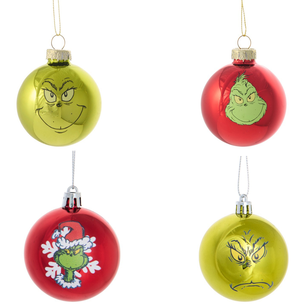 Pack of 4 Mini Grinch Baubles Image 2