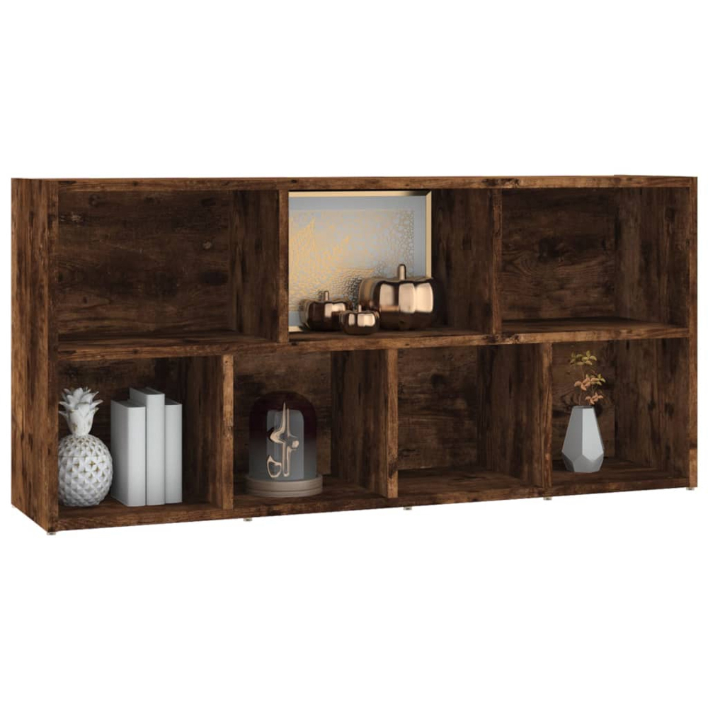 vidaXL 7 Shelf Smoked Oak Bookcase Image 5