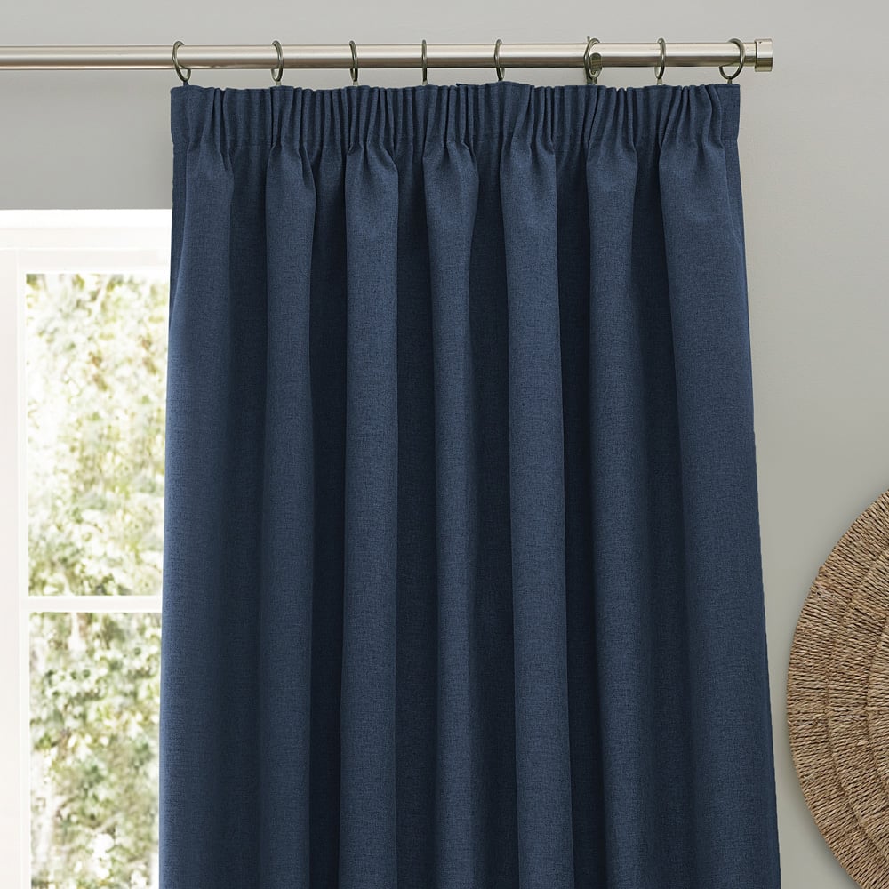 furn. Dawn Blue Blackout Pencil Pleat Curtains 229 x 137cm Image 2