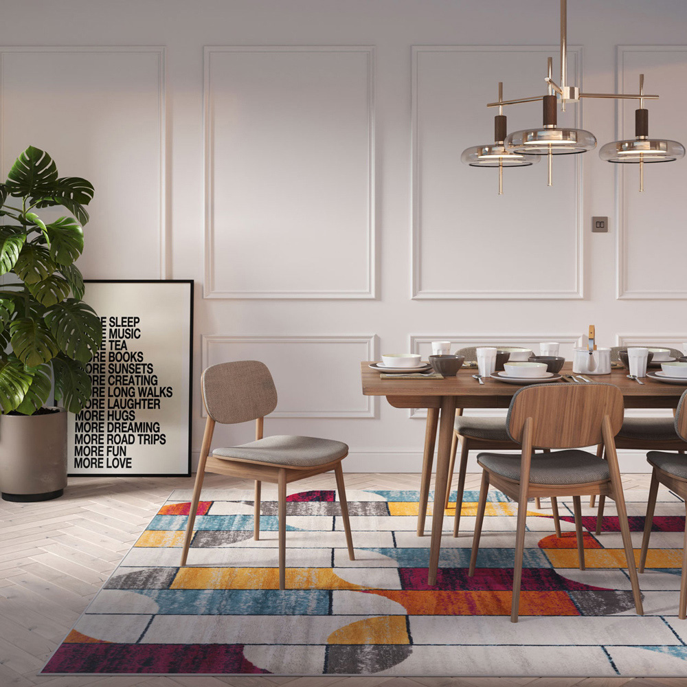 Kukoon Bold Multicolour Retro Geometric Rug 290 x 200cm Image 2