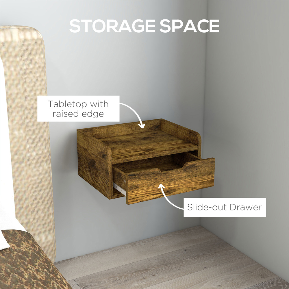 Portland Set of 2 Rustic Brown Floating Nightstand Image 7