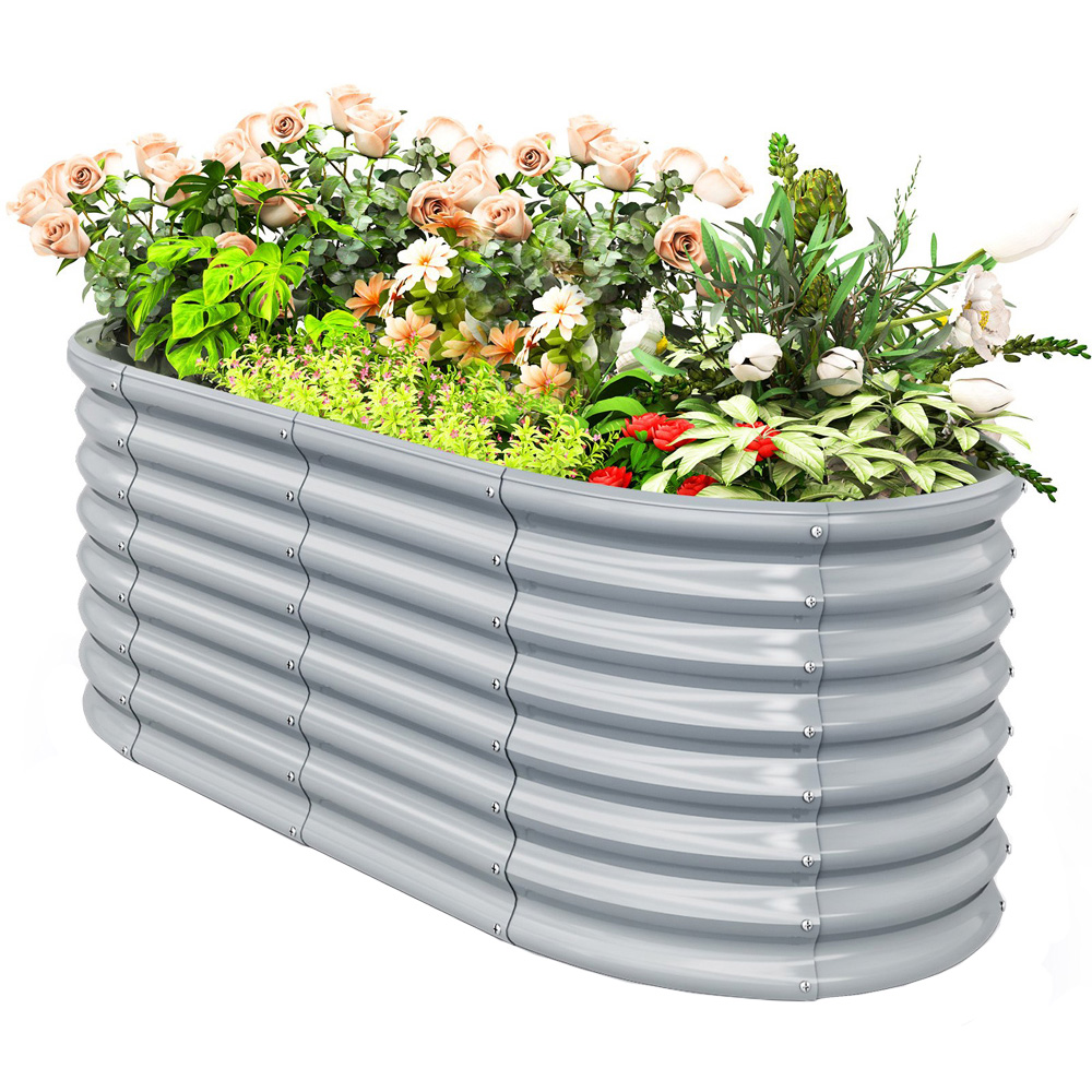 Costway Grey Round Raised Garden Planter Image 1