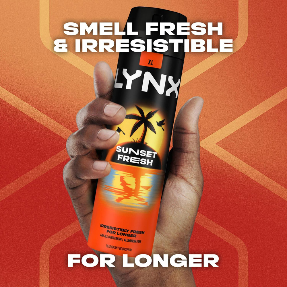 Lynx XL Sunset Fresh Men's Mango and Mandarin 48H Sweat Protection Deodorant Body Spray 200ml 3 Pack Image 5