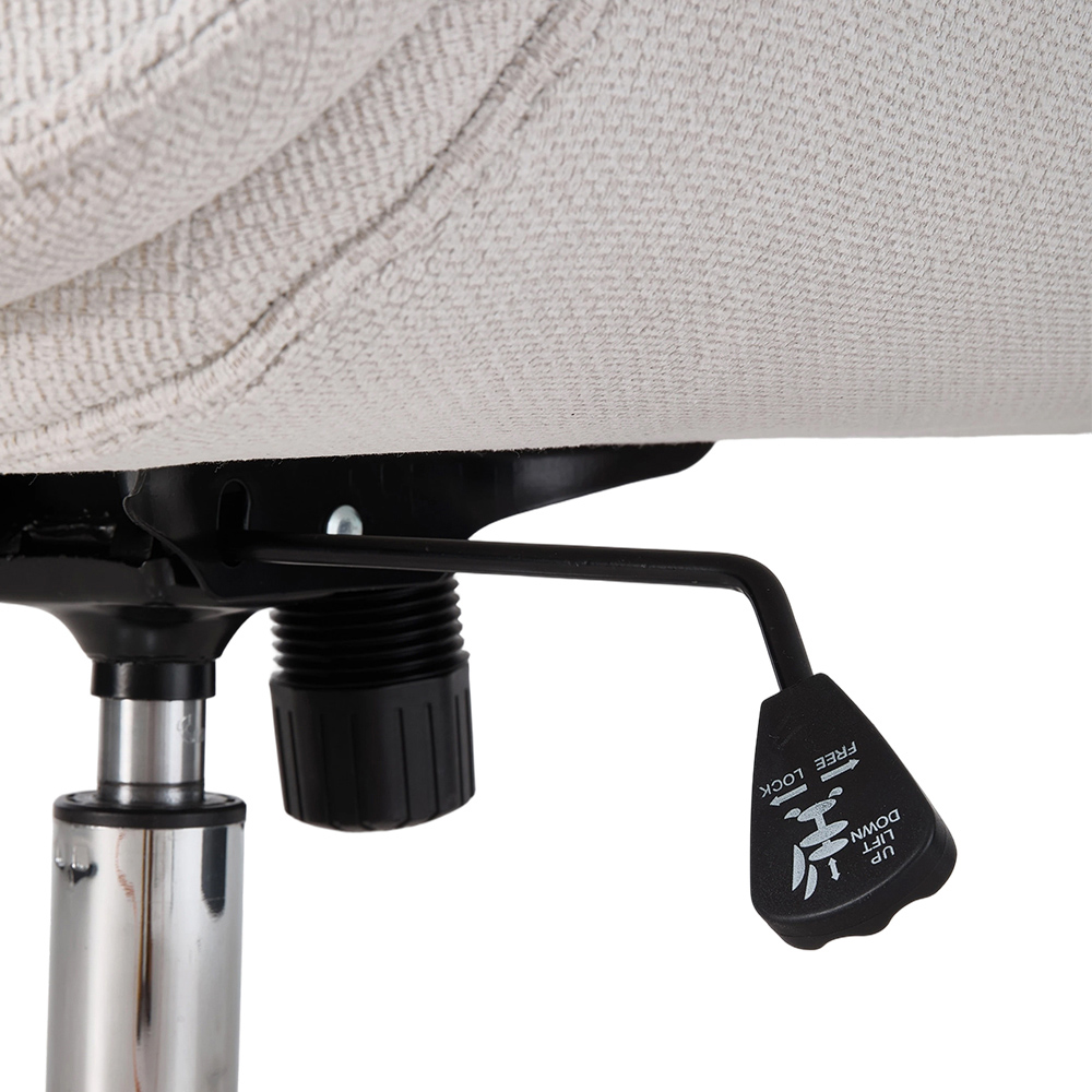 Living and Home White Chenille Swivel and Adjustable Retro Office Chair Image 7