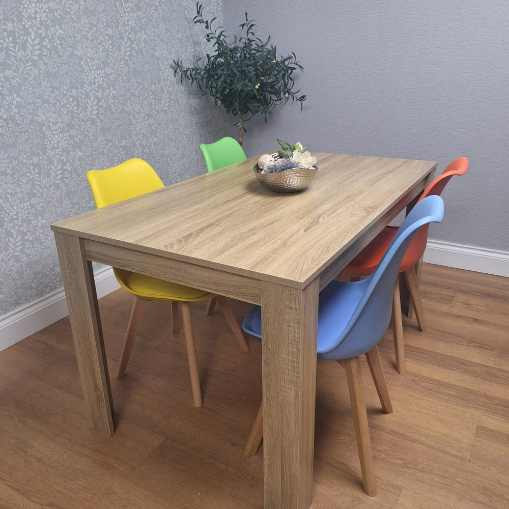 Kosy Koala 4 Seater Plastic and Faux Leather Dining Set Oak Effect and Multicolour Image 5