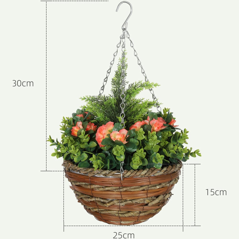 Portland Artificial Orange Lisianthus Flower Hanging Planter 2 Pack Image 9