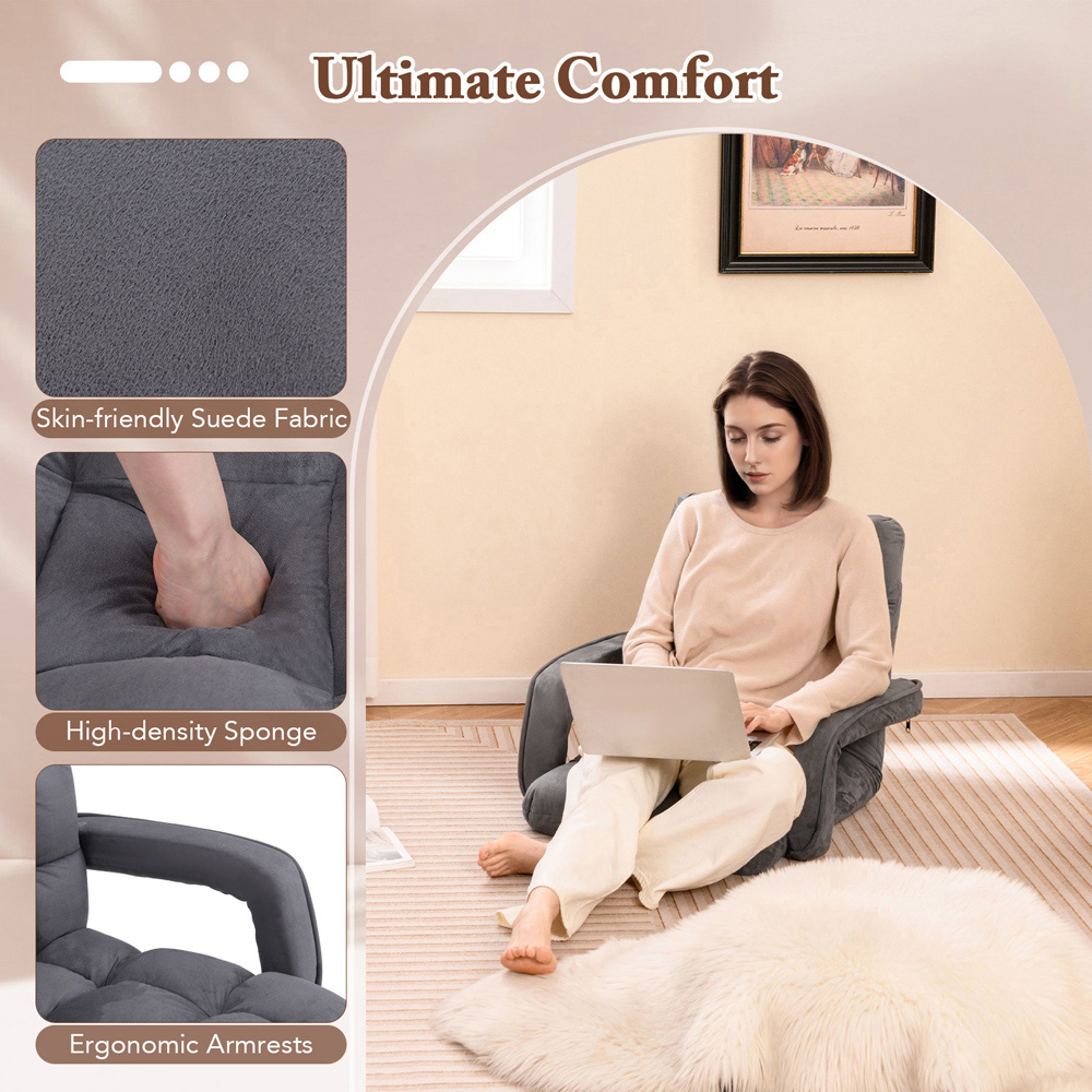 Costway Grey 6 Position Adjustable Floor Gaming Chair Image 4