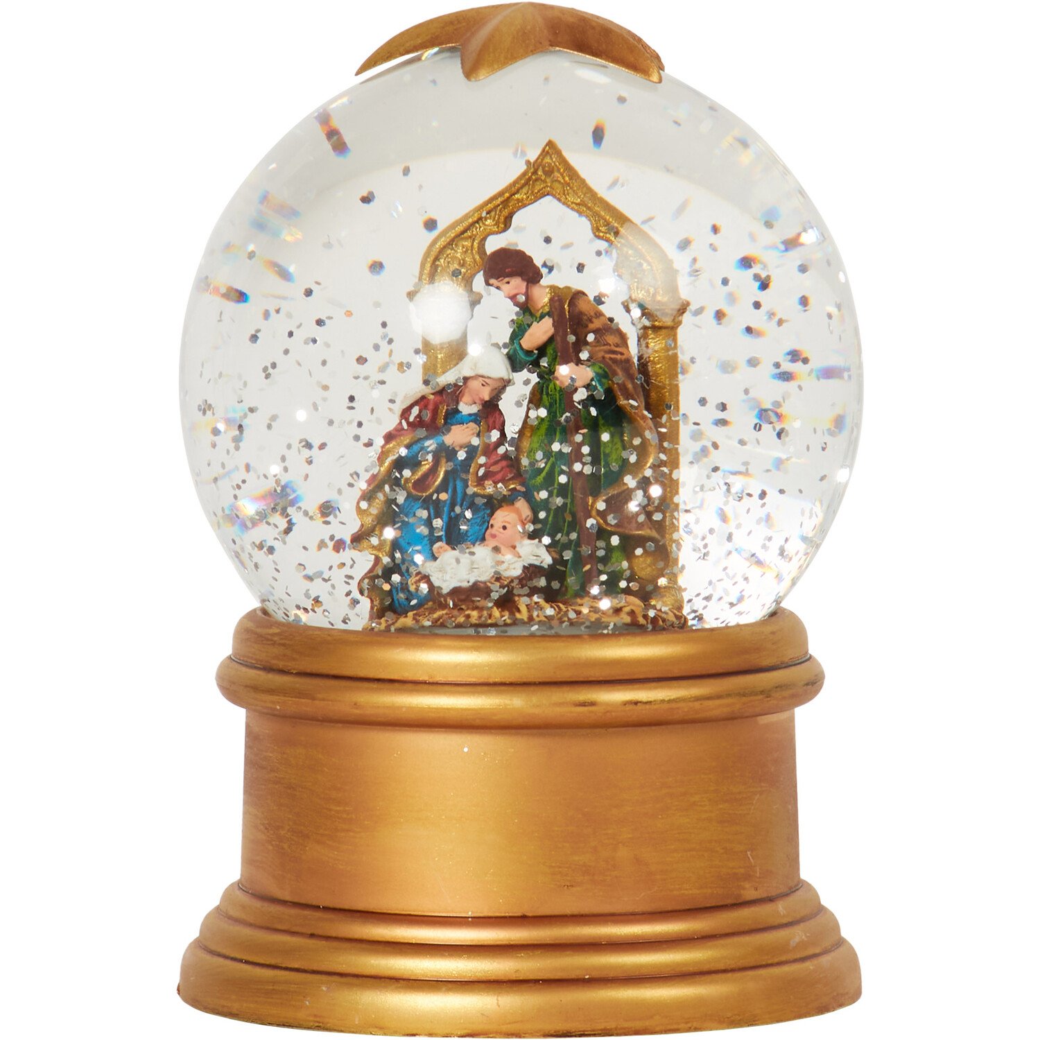 Nativity LED Glitter Globe - Gold Image 1