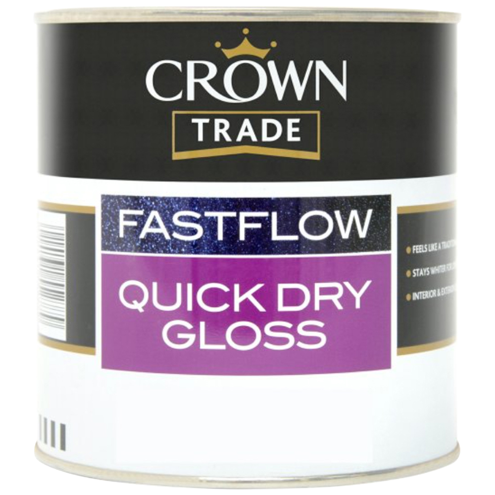 Crown Trade Fastflow Black Quick Dry Gloss Paint 1L Image 2