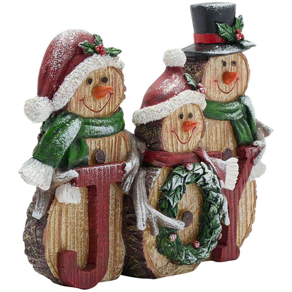 The Seasonal Gift Co. Family of Joy Wood Effect Snowman Christmas Decoration Image 2