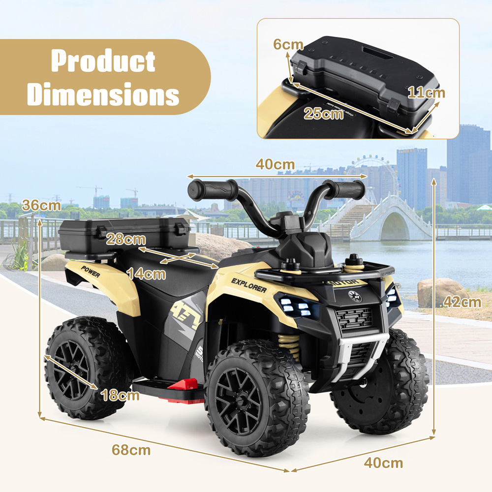 Costway Kids Khaki Electric Quad Bike with Spray Function and Storage Box 6V Image 8
