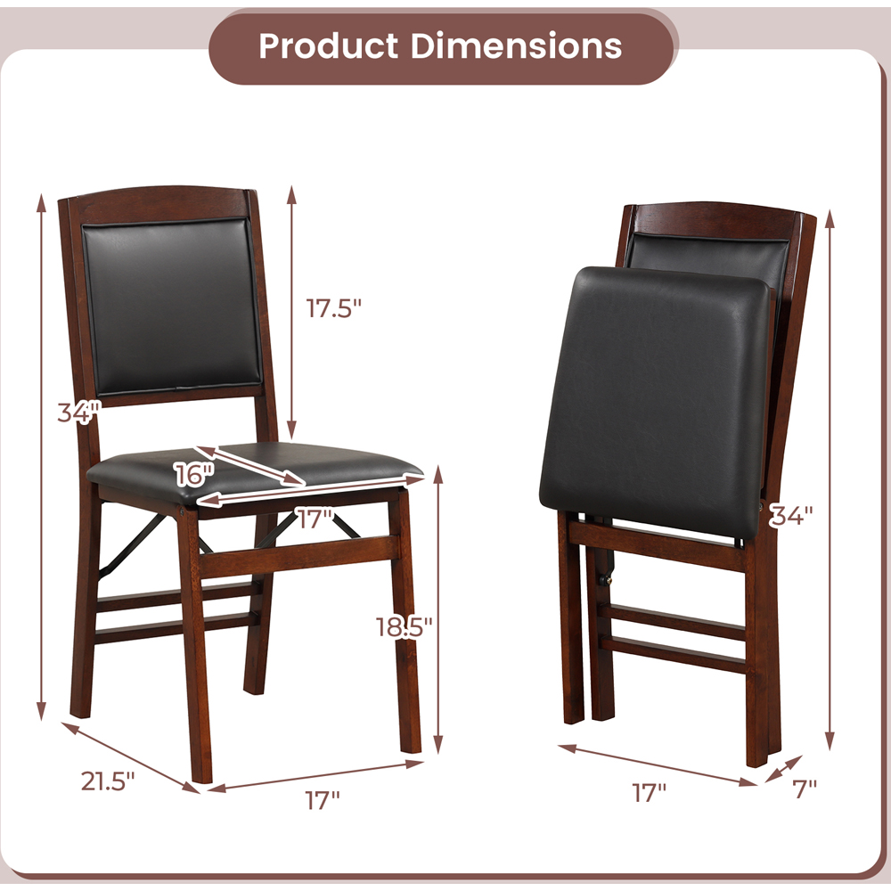 Costway Set of 2 Brown Dining Chair Image 9