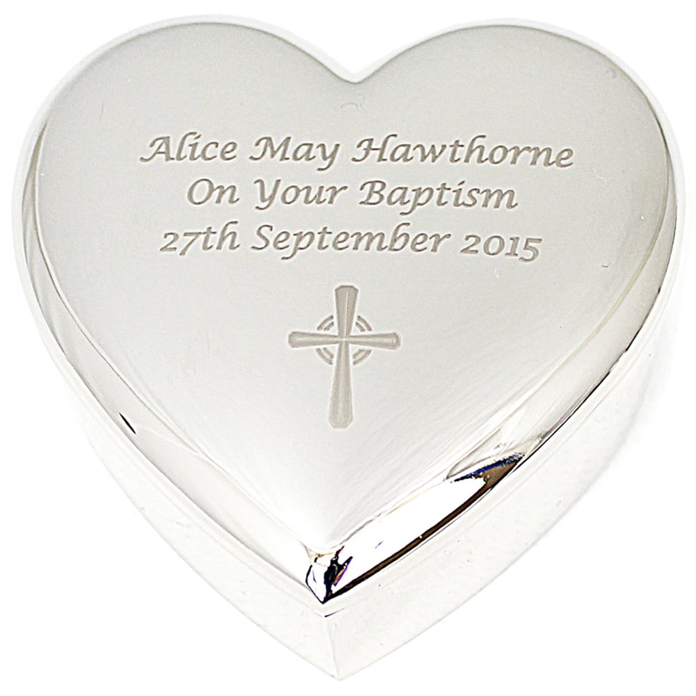 Personalised Memento Personalised Rosary Beads and Cross Heart Trinket Box Image 1