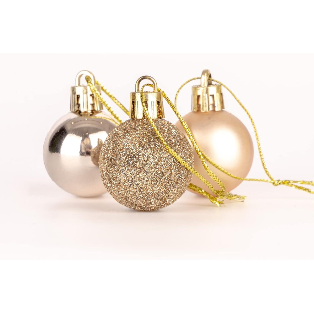 Shatchi 3cm Champagne Gold Shatterproof Christmas Bauble 12 Pack Image 4