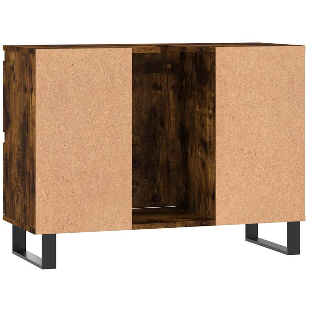 vidaXL Single Door 4 Drawer Smoked Oak Bathroom Cabinet Image 7