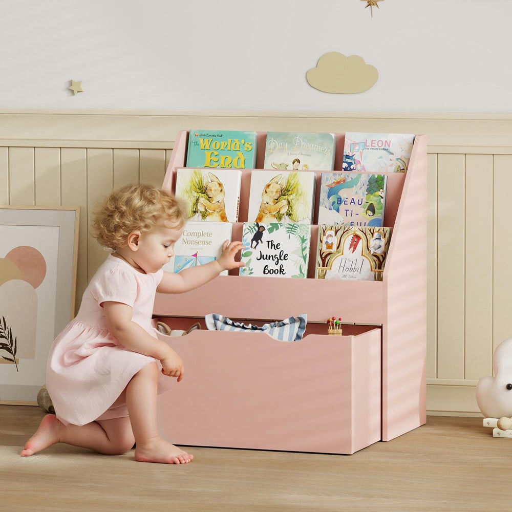 AIYAPLAY 3 Shelf Single Drawer Pink Kids Bookcase Image 3