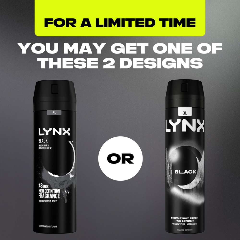 Lynx XL Black Frozen Pear and Cedarwood 48H Sweat Protection Deodorant Body Spray 200ml 3 Pack Image 6